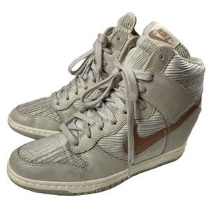 Nike Dunk Sky Hi Hidden Wedge Heel High Light Bone Metallic Bronze Shoes Sz 10